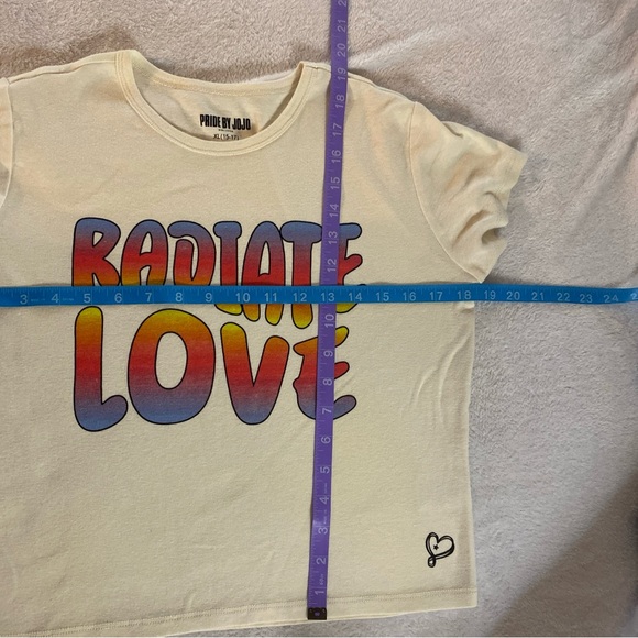 Pride By JoJo Women XL 15-17 Crop Top Summer Love Heart Short Sleeve Shirt Relax - Picture 9 of 10